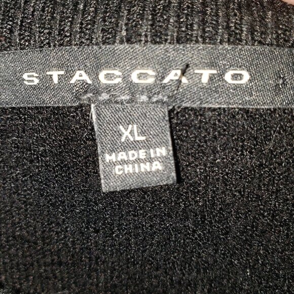 Staccato Black XL Sweater w/Faux Fur Trimmed Sleeves - Picture 5 of 6